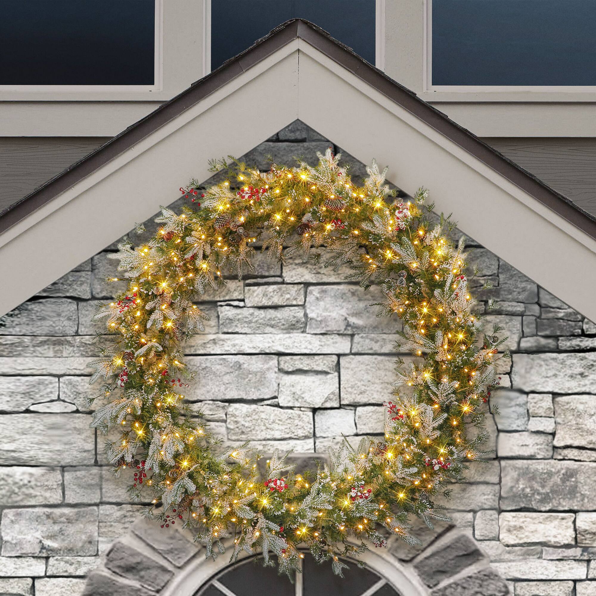 5ft. Pre-Lit Glittery Wreath